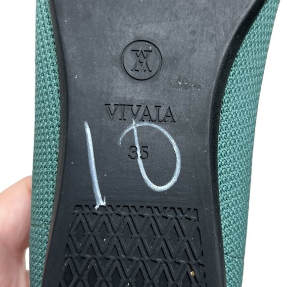 Vivaia Aria pointed toe knit washable teal green women's ballet flats sz 5 / 35 - Picture 7 of 8